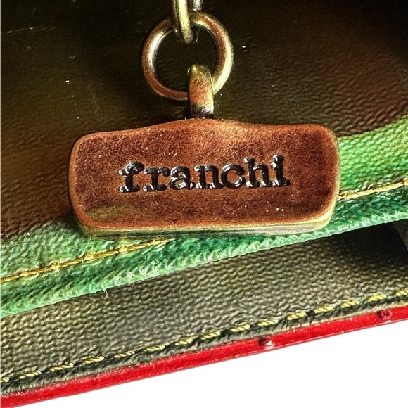 Vintage Franchi Collection Envelope Purse Handbag Red Paisley Textured Leather. - Picture 9 of 14